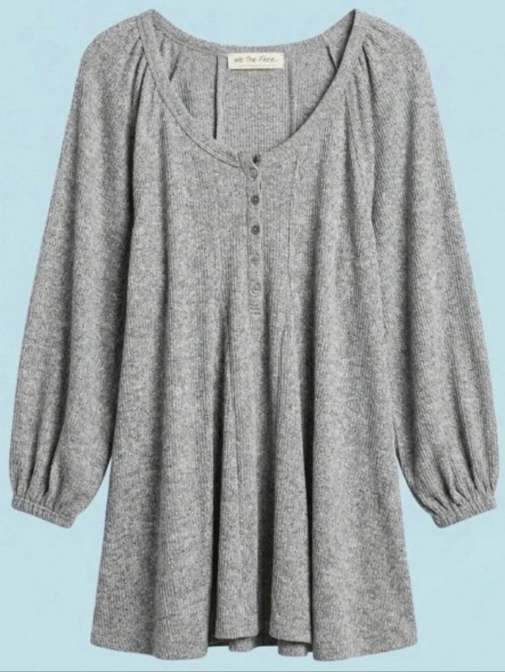 Free People We The Free Around The Clock Henley Tunic Heather Gray Slouchy